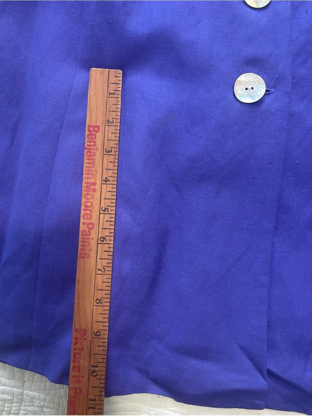 Vintage Linen Dress 12 Petite Indigo Iridescent Button Front - Picture 10 of 15